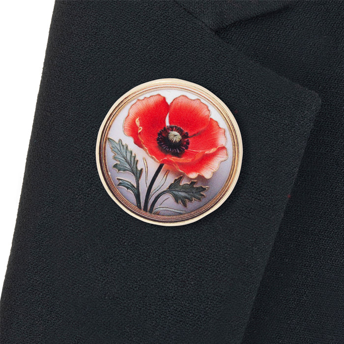 3D Painted Poppy Pin