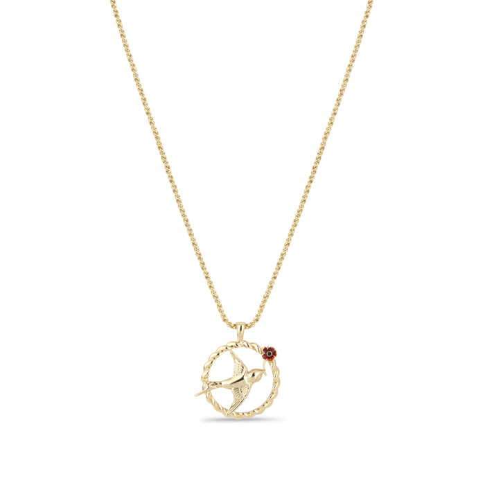 Flying Nightingale Poppy Necklace