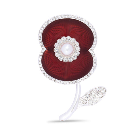 For Those I Love Pearl Poppy Brooch