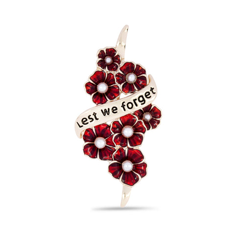 Lest We Forget Scroll Multi Poppy Brooch