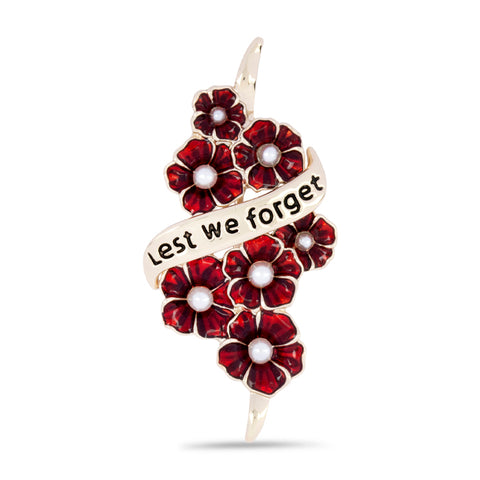 Lest We Forget Scroll Multi Poppy Brooch