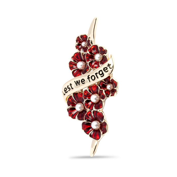 Lest We Forget Scroll Multi Poppy Brooch