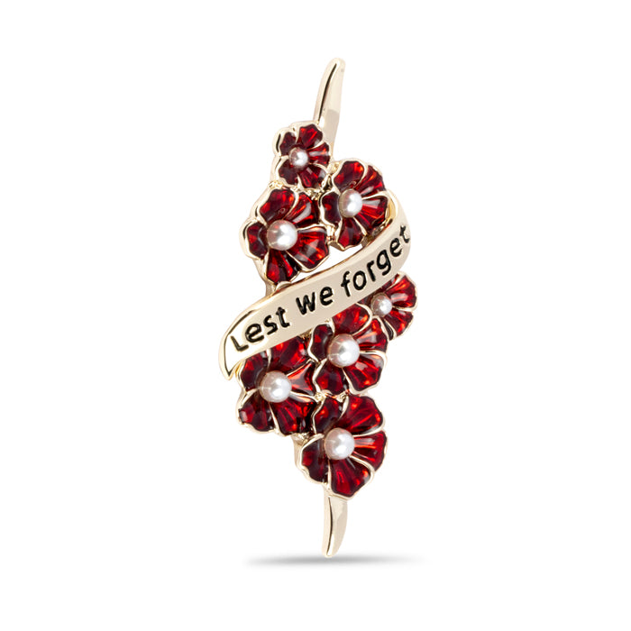 Lest We Forget Scroll Multi Poppy Brooch