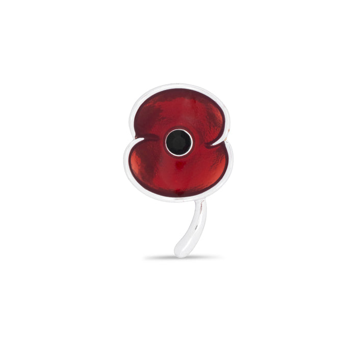 Enamel Poppy with Jet Centre Pin