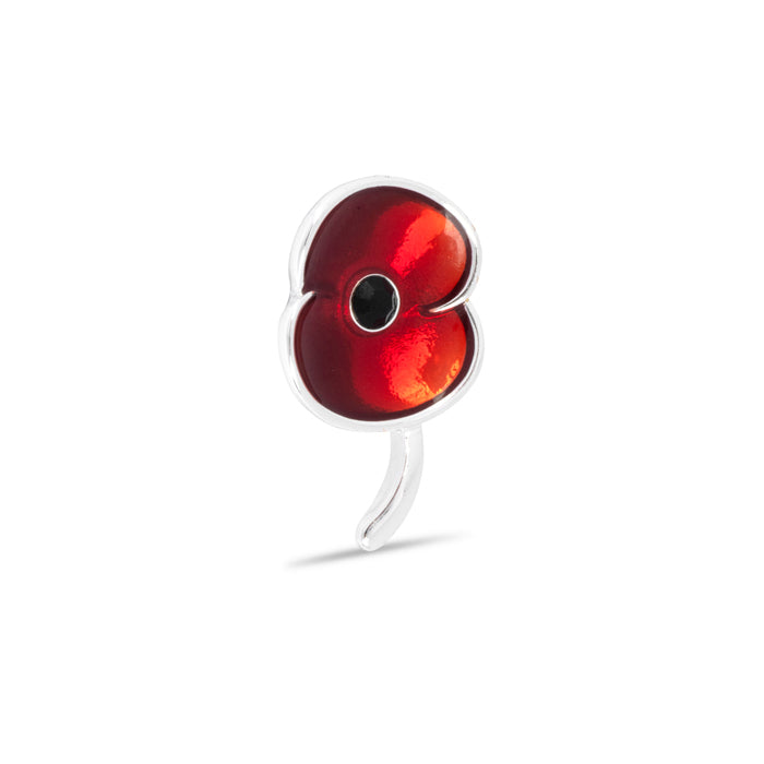 Enamel Poppy with Jet Centre Pin