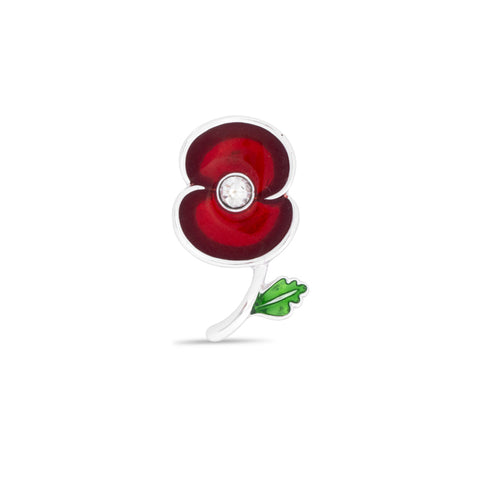 Poppy Crystal Stem with Leaf Pin