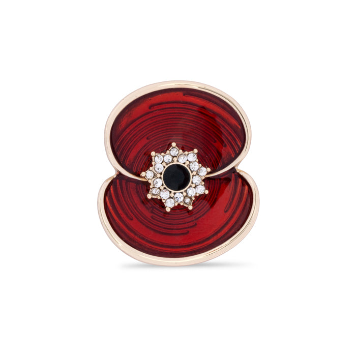 Ripple Poppy Crystal Jet Centre Pin