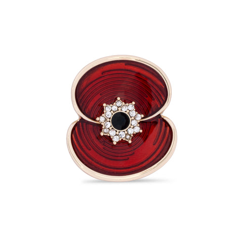 Ripple Poppy Crystal Jet Centre Pin