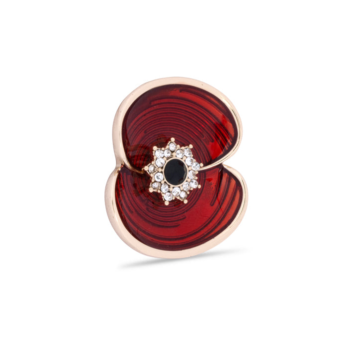 Ripple Poppy Crystal Jet Centre Pin