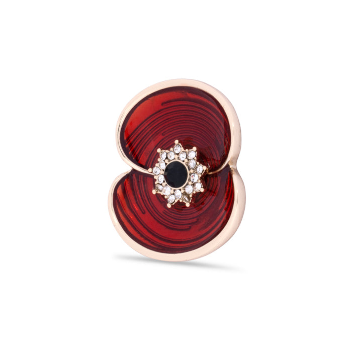 Ripple Poppy Crystal Jet Centre Pin