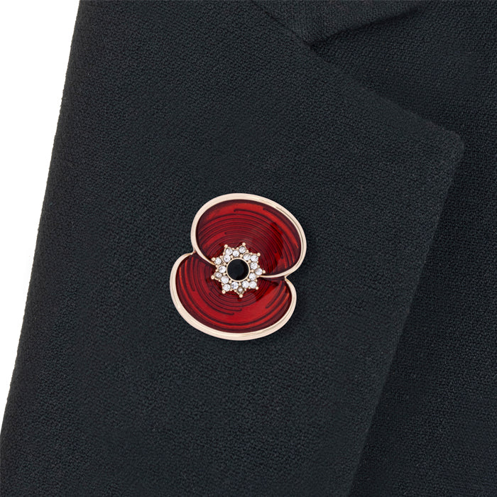 Ripple Poppy Crystal Jet Centre Pin