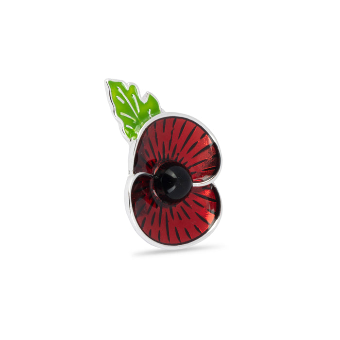 Sunburst Poppy with Leaf Brooch