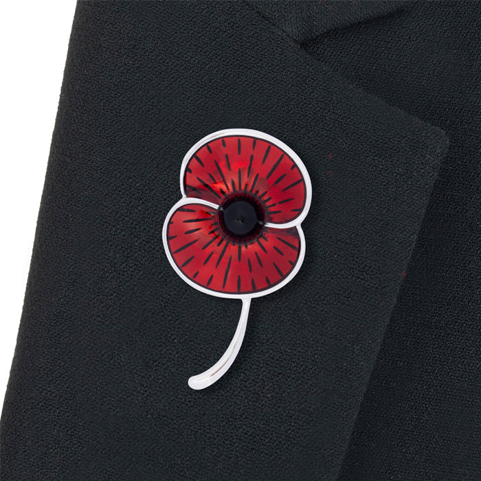 Sunburst Poppy with Stem Brooch