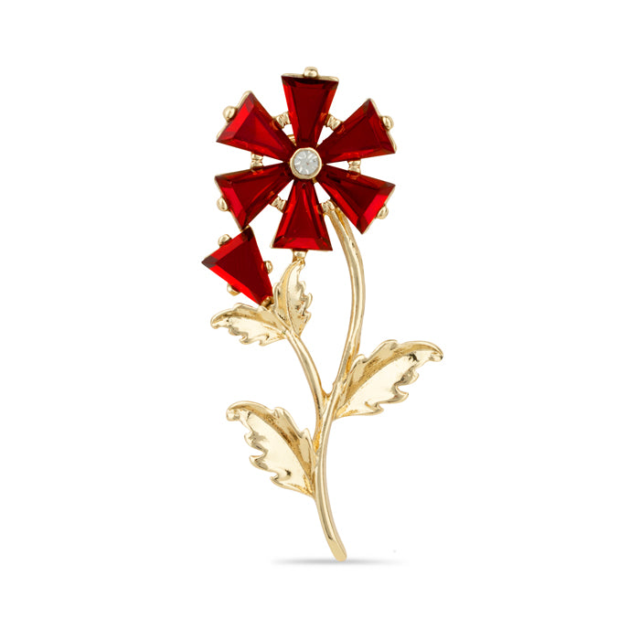 Elegant Crystal Poppy Brooch