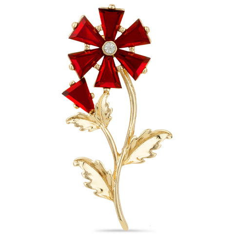 Elegant Crystal Poppy Brooch