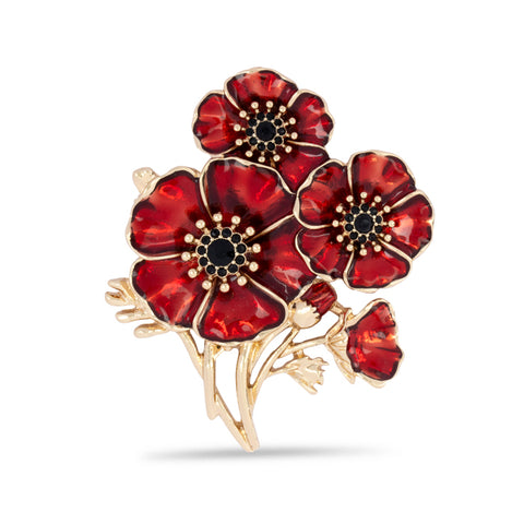 3D Poppy Bouquet Brooch