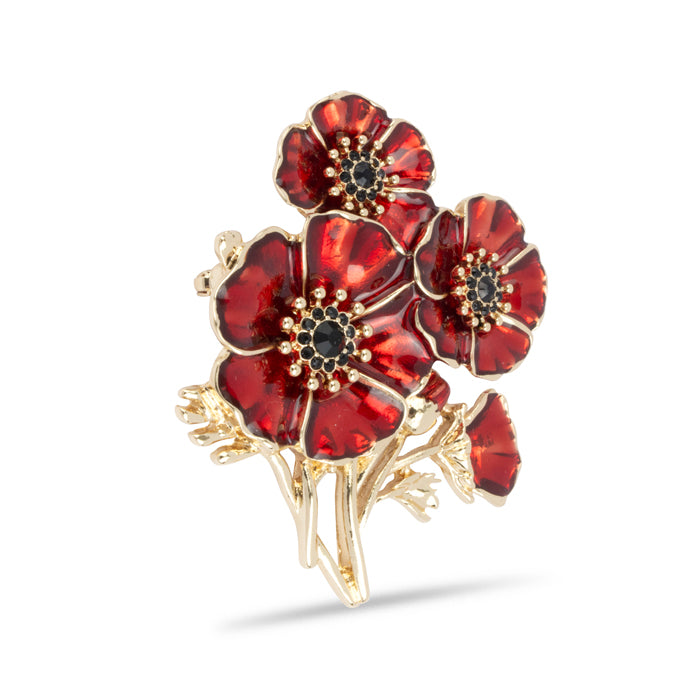 3D Poppy Bouquet Brooch