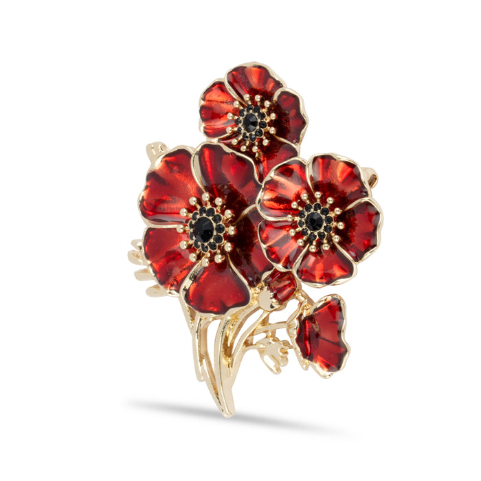 3D Poppy Bouquet Brooch