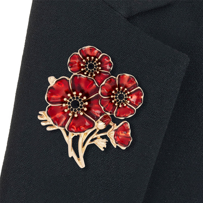 3D Poppy Bouquet Brooch
