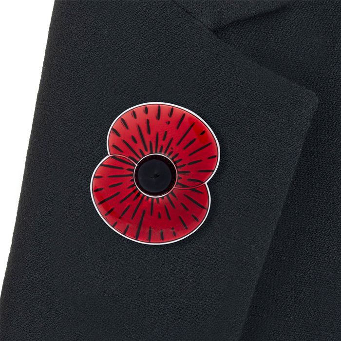 Magnetic Sunburst Poppy Brooch