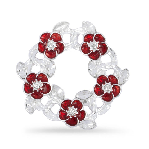 Forever Linked Crystal Poppy Wreath Pin