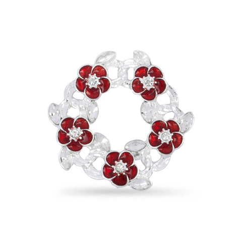 Forever Linked Crystal Poppy Wreath Pin