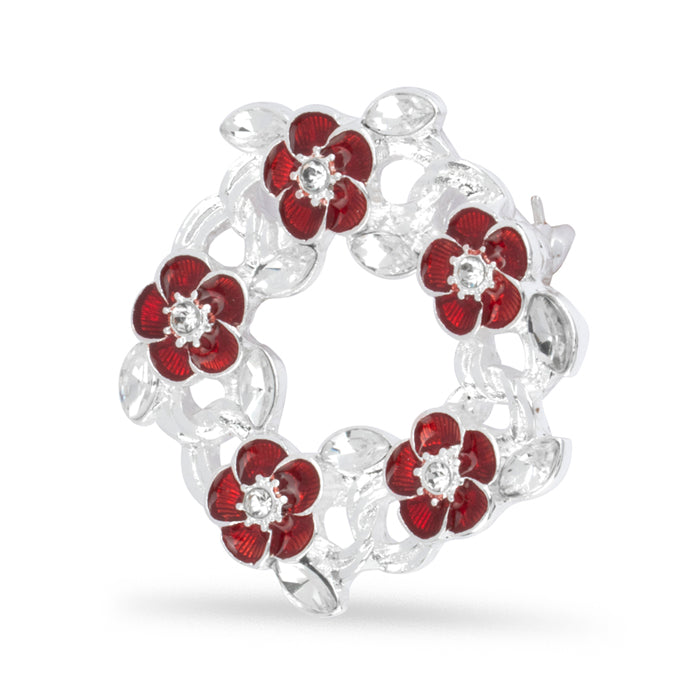 Forever Linked Crystal Poppy Wreath Pin