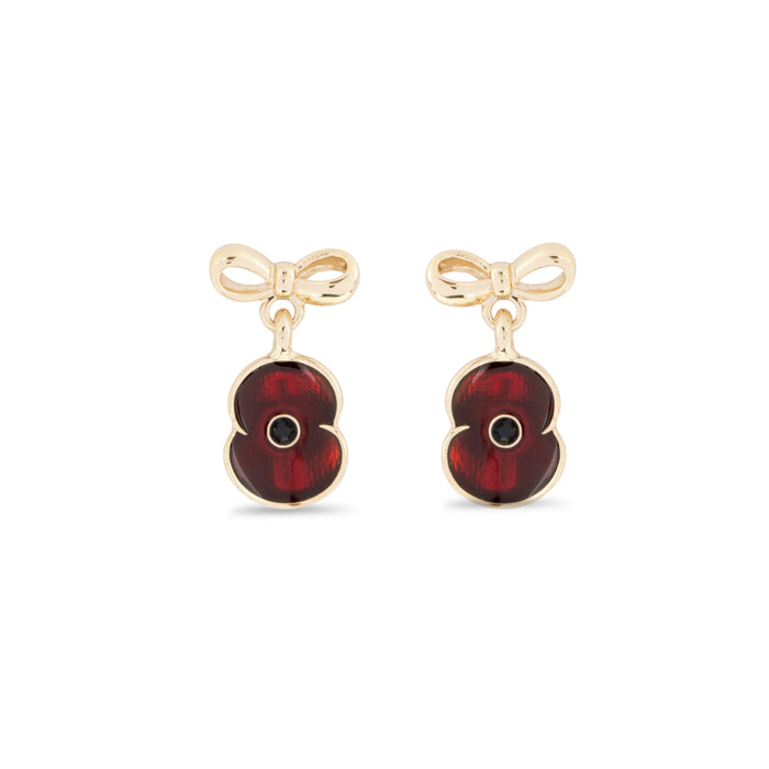 Sweetheart Poppy Bow Drop Earrings