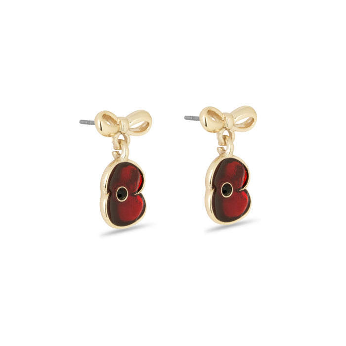 Sweetheart Poppy Bow Drop Earrings