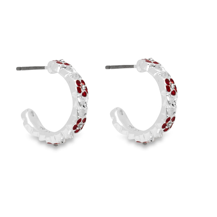 Forever Linked Crystal Poppy Wreath Hoop Earrings