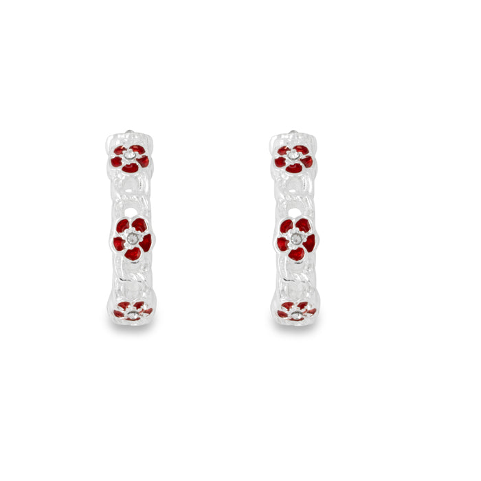 Forever Linked Crystal Poppy Wreath Hoop Earrings