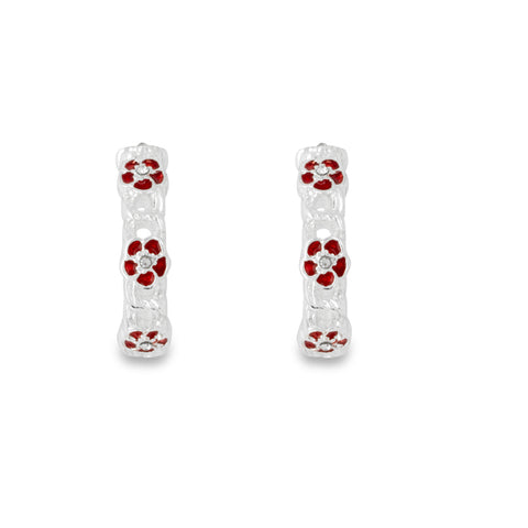 Forever Linked Crystal Poppy Wreath Hoop Earrings