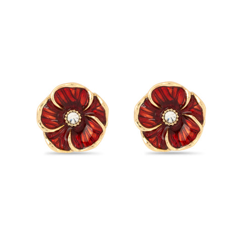 3D Crystal Poppy Stud Earrings