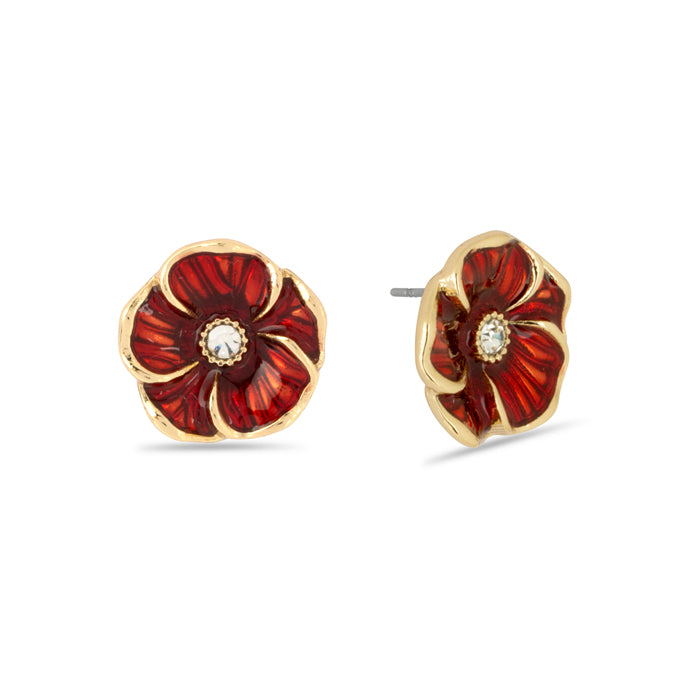 3D Crystal Poppy Stud Earrings