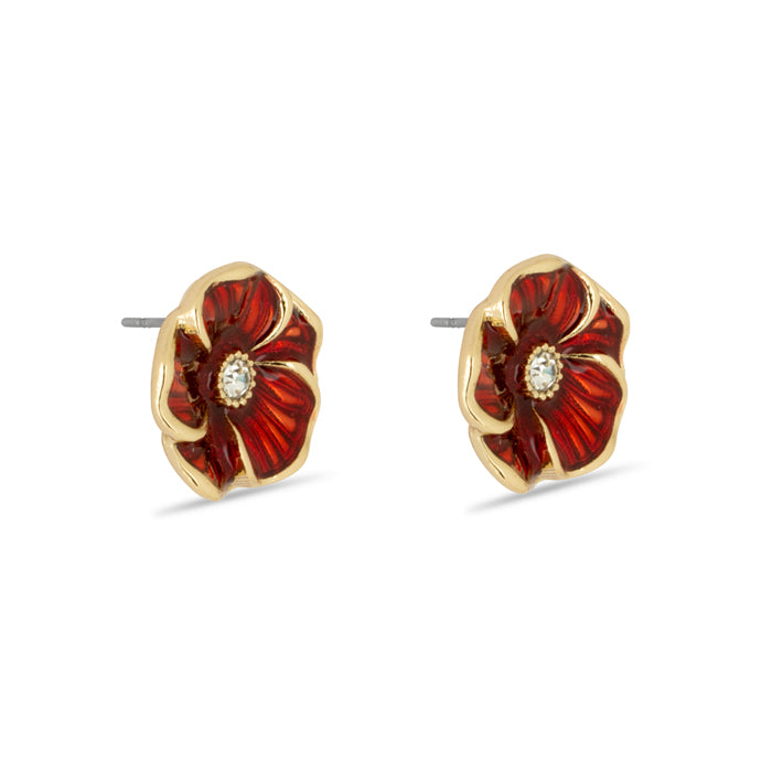 3D Crystal Poppy Stud Earrings