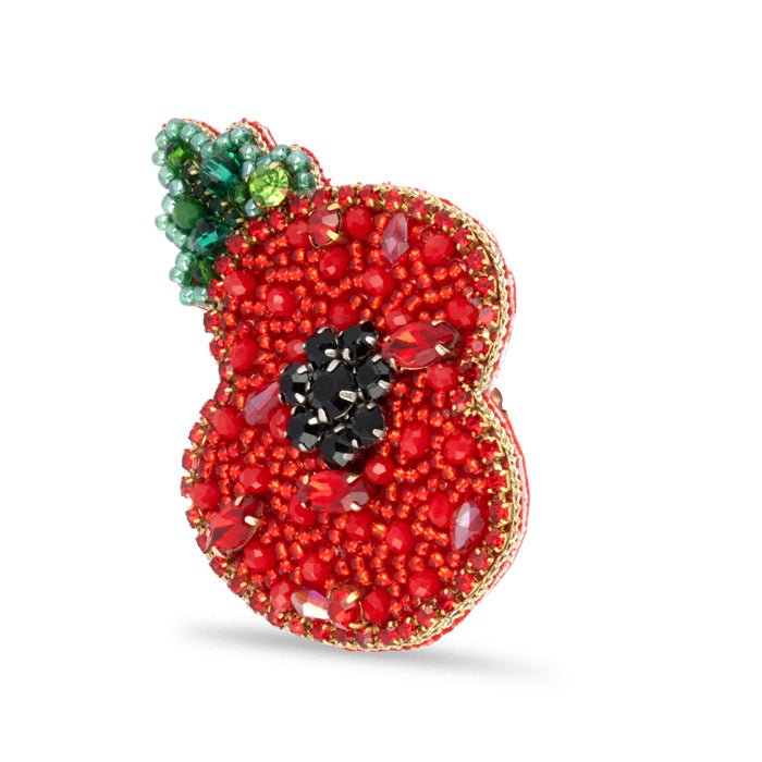 Beaded Leaf Poppy Brooch