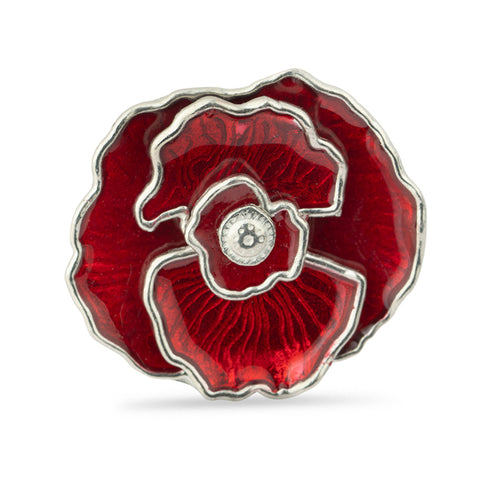3D Multi-layer British Pewter Poppy Pin