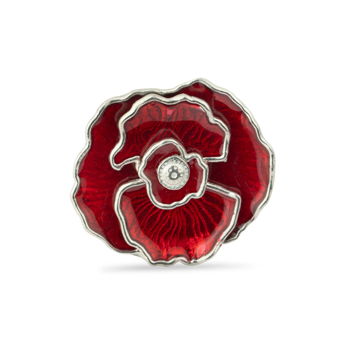 3D Multi-Layer British Pewter Poppy Pin