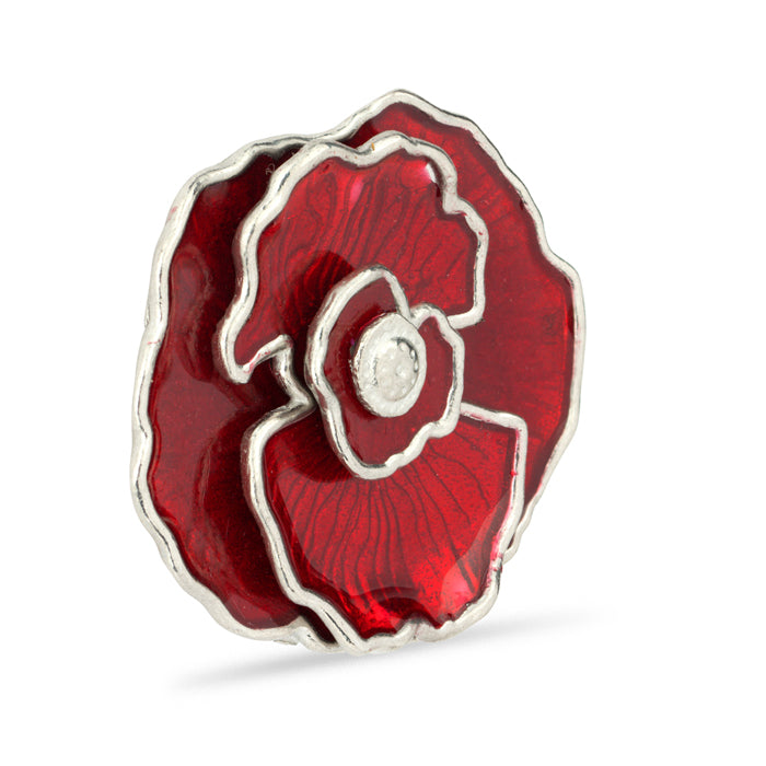 3D Multi-layer British Pewter Poppy Pin