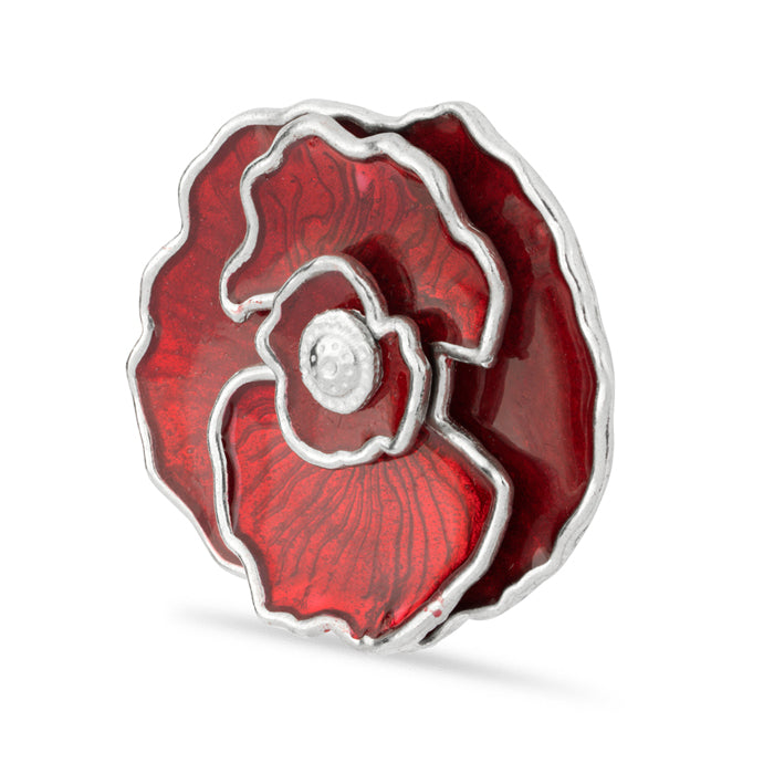 3D Multi-layer British Pewter Poppy Pin