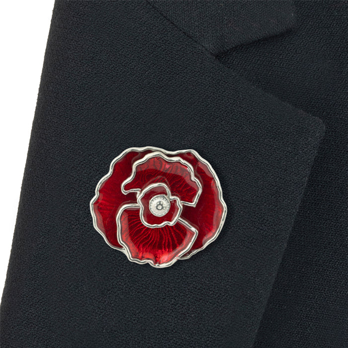 3D Multi-layer British Pewter Poppy Pin