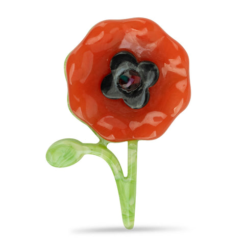 Resin Poppy Brooch with Stem