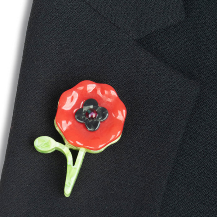 Resin Poppy Brooch with Stem