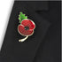 Flanders Field Poppy with Stem & Leaf Brooch