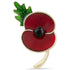 Flanders Field Poppy with Stem & Leaf Brooch