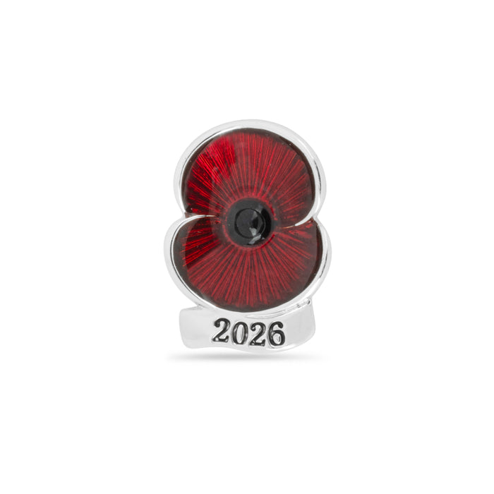 2026 Dated Poppy Lapel Pin in Silver Tone