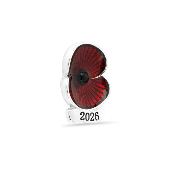 2026 Dated Poppy Lapel Pin in Silver Tone