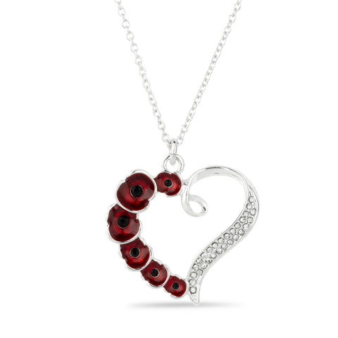 Multi Poppy Crystal Heart Necklace
