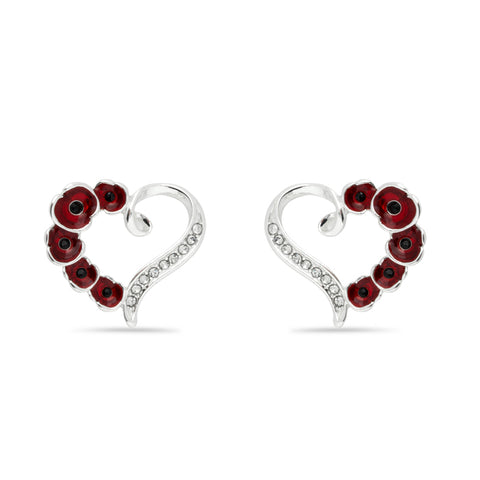 Multi Poppy Crystal Heart Stud Earrings