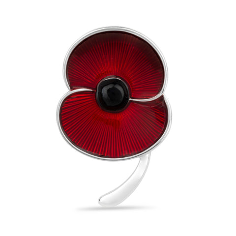 Flanders Field Poppy with Stem Brooch